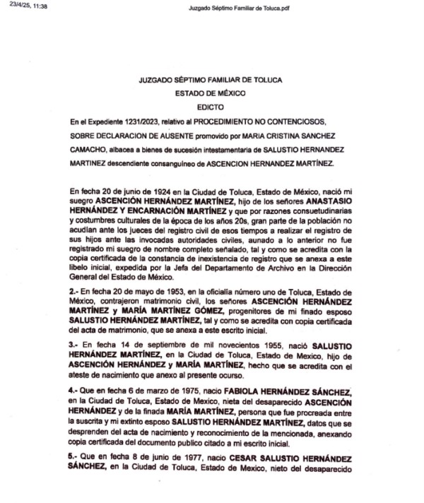 Edicto No. 1 25/04/2025